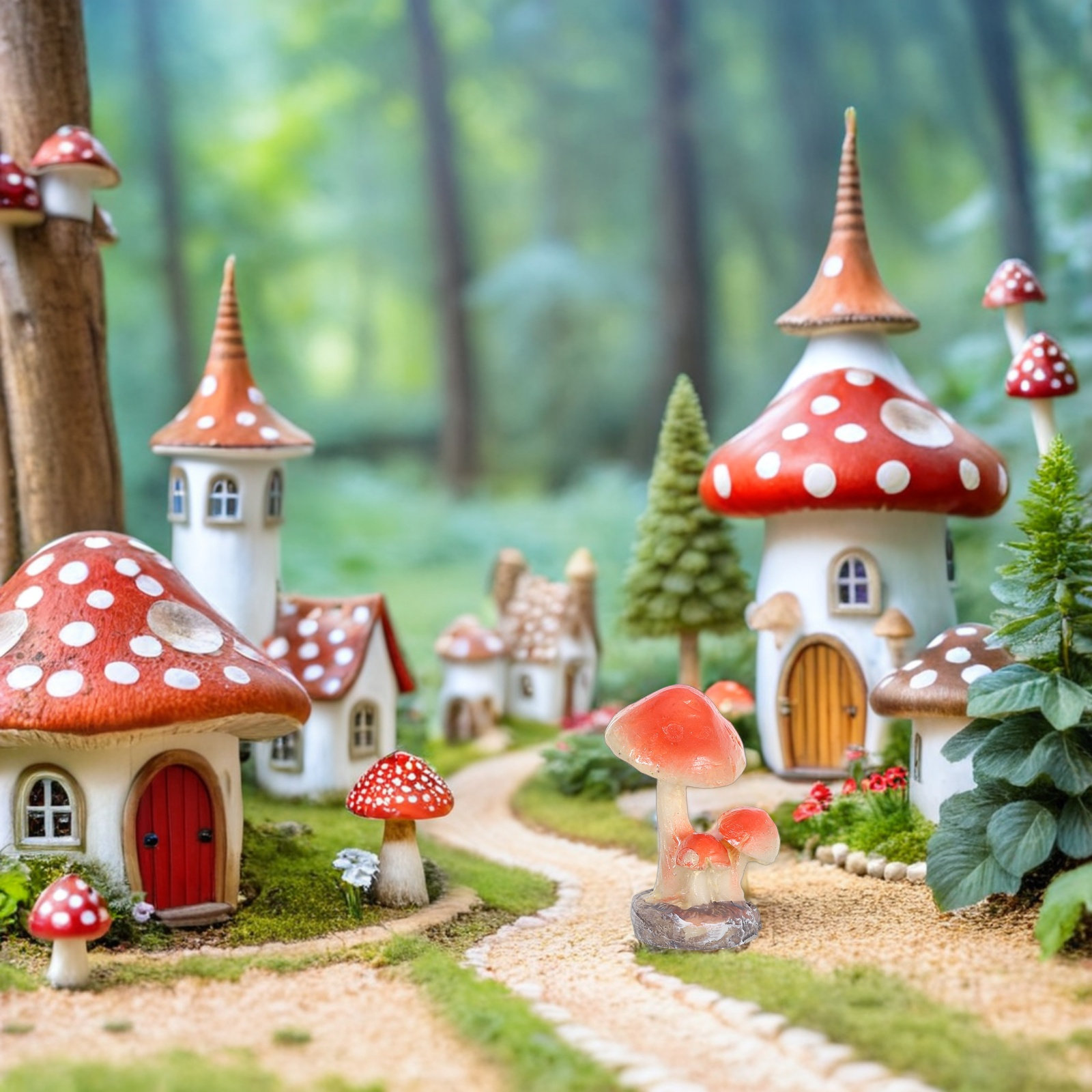 3 rode paddenstoelen van kunst - Bonsai Garden House recensie en prijs